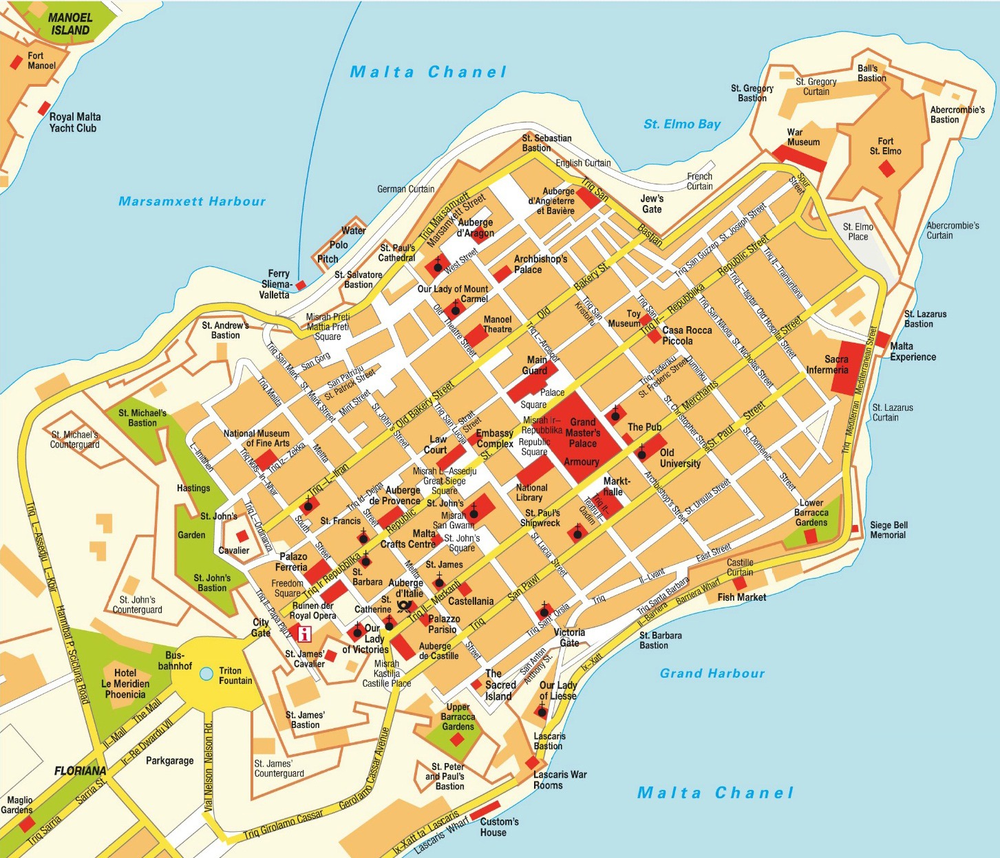 Mapa de Valletta - Malta